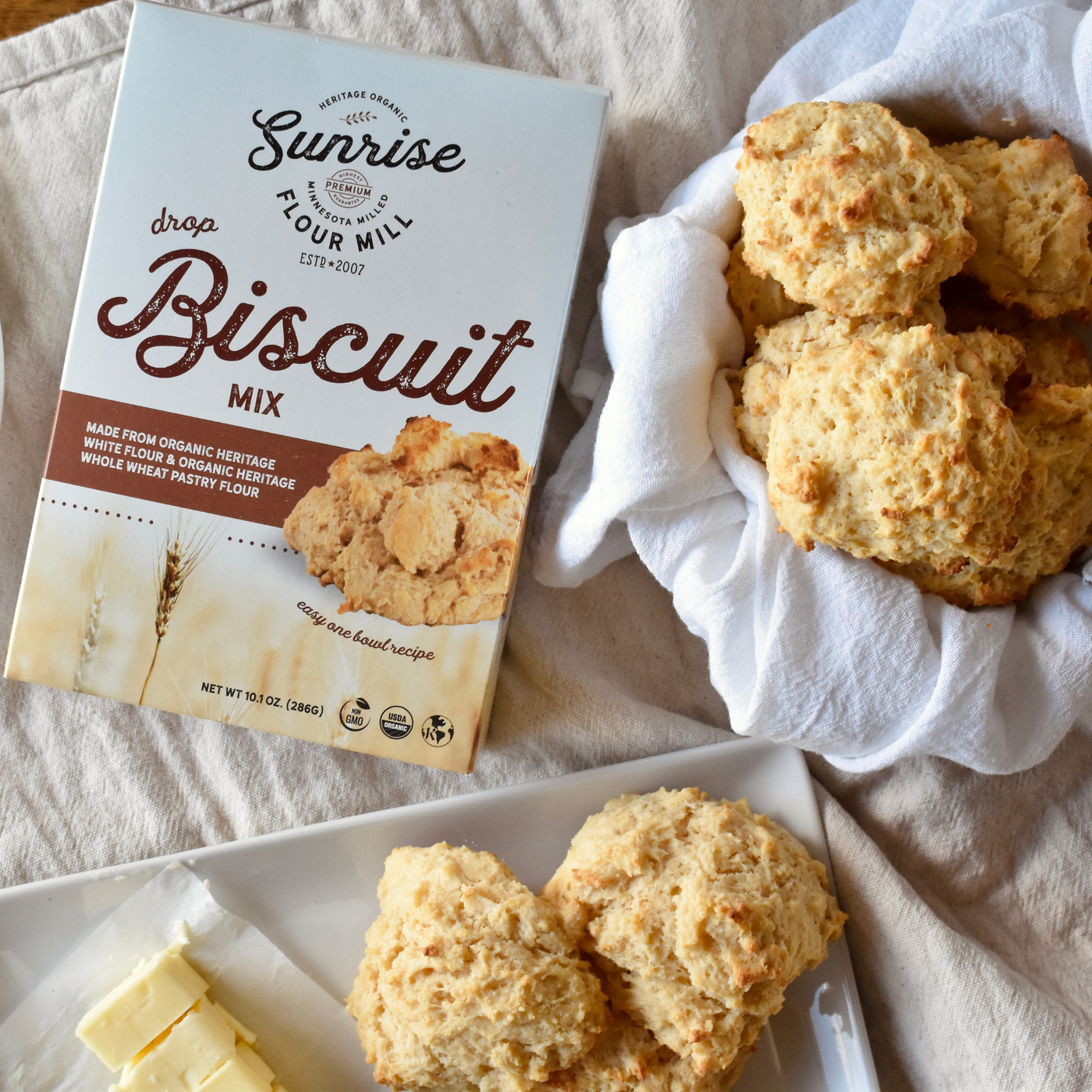 Heritage biscuit mix with finished biscuits