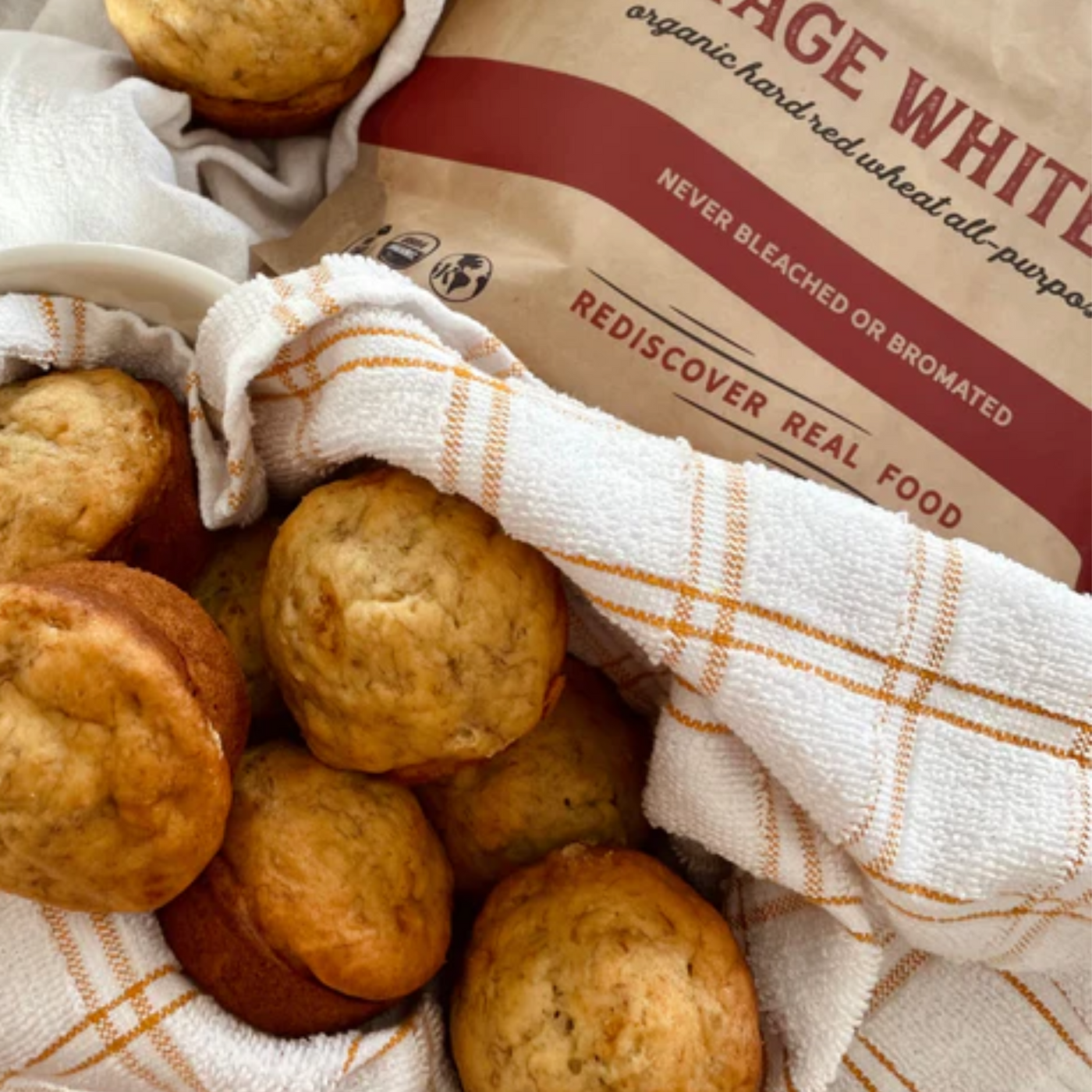 muffins with bag of white flour